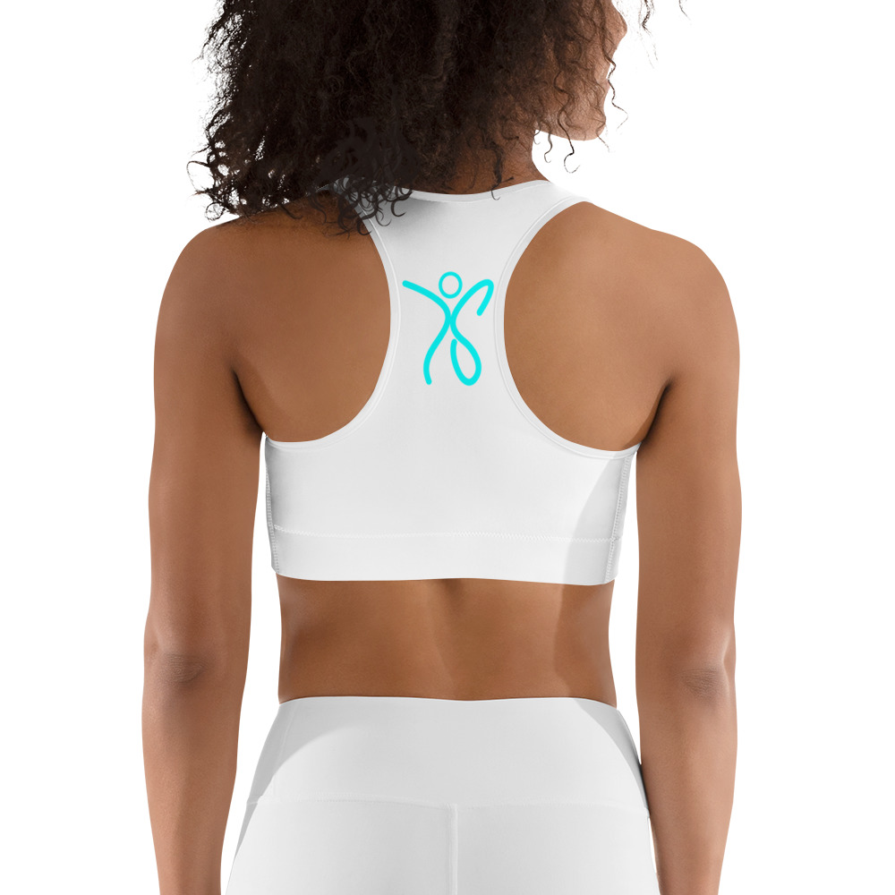 Taryn Stewart Sports Bra - White and Turquoise - Image 3