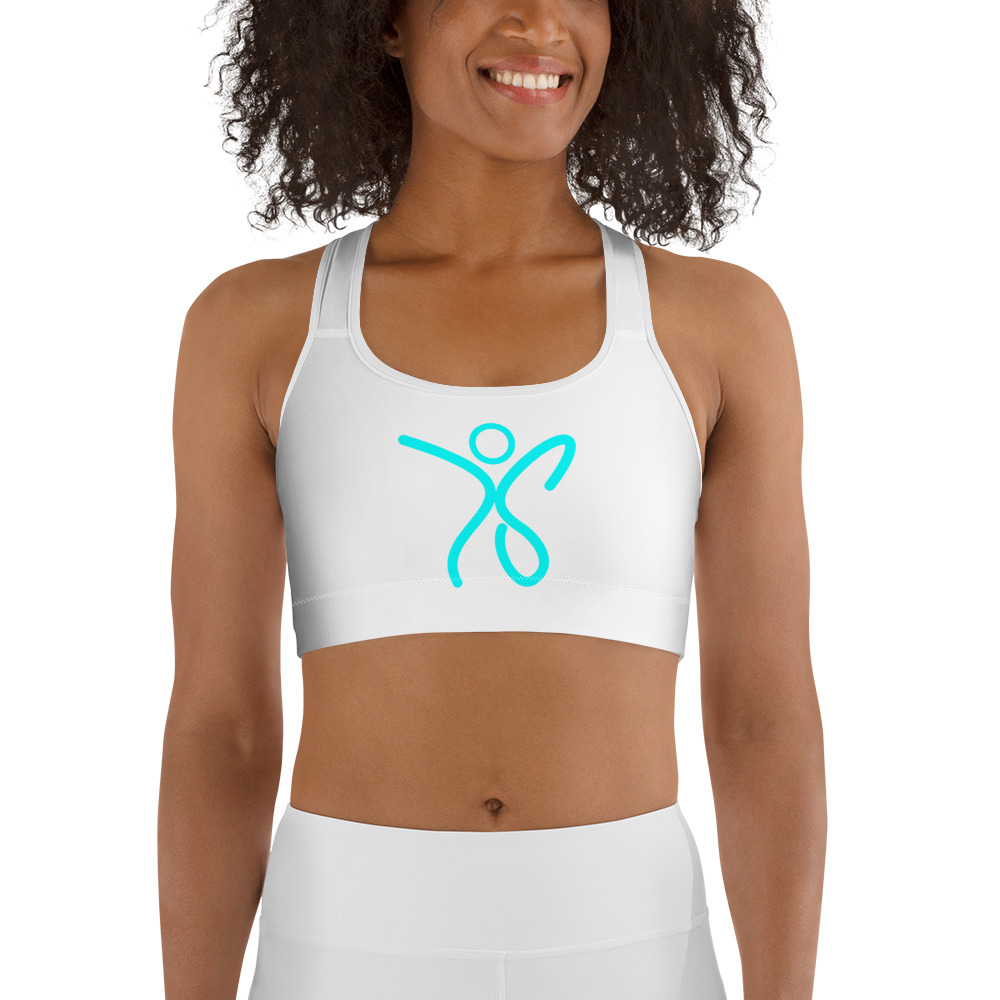 Taryn Stewart Sports Bra - White and Turquoise